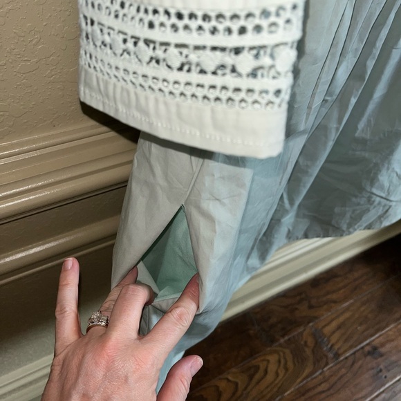 English Factory Lace Detail Mini Dress XS — Sage Poplin - Picture 10 of 15